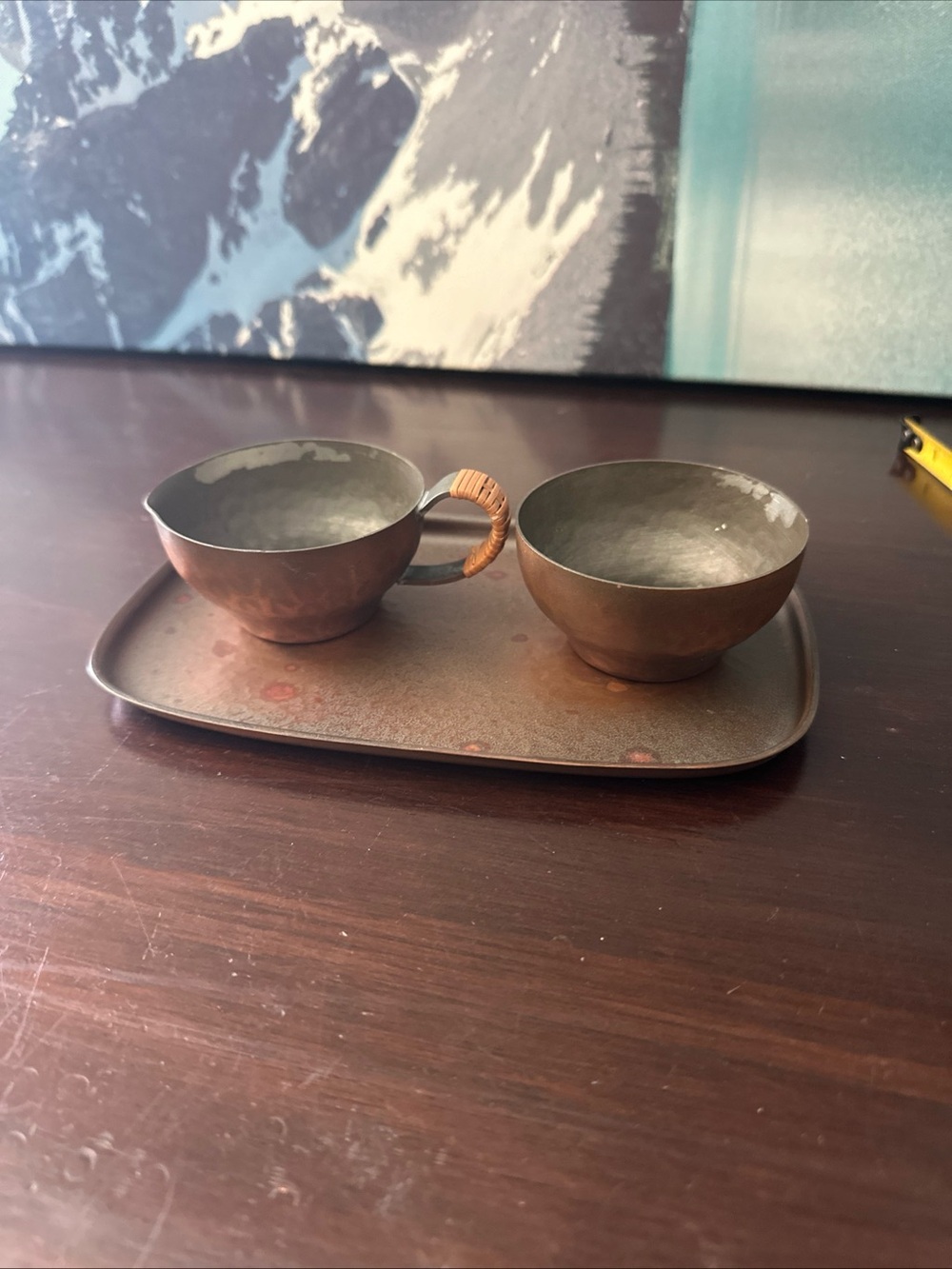 Vintage Copper Creamer & Sugar Bowl Set